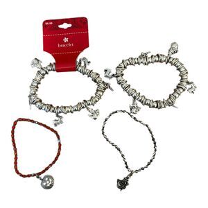 Lot of 4 Holiday Bracelets Charm Bracelets Beaded Bracelet Christmas Halloween